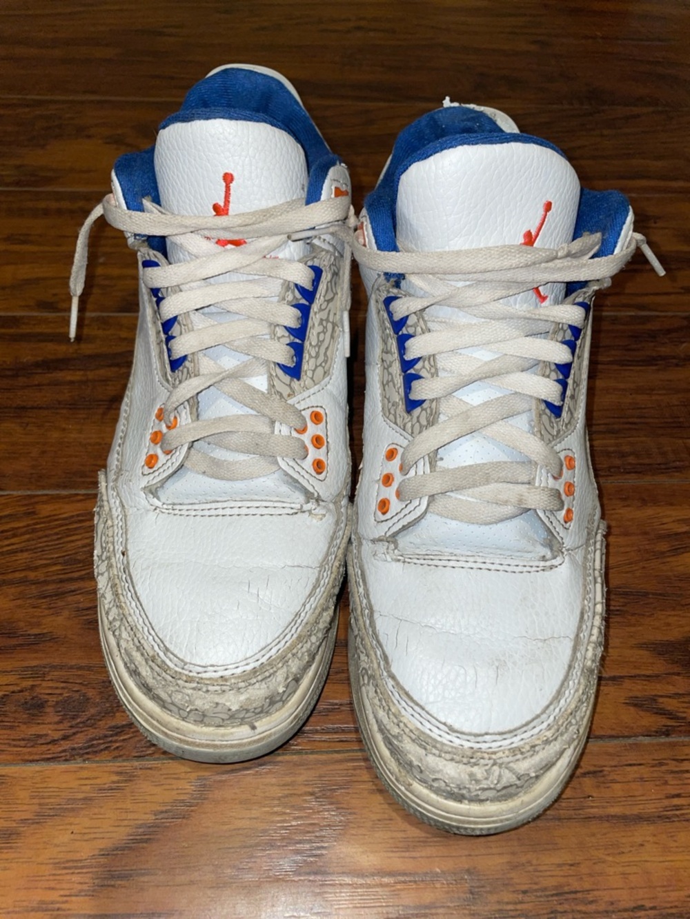 Jordan White, Blue and Orange Men's Basketball Sneakers